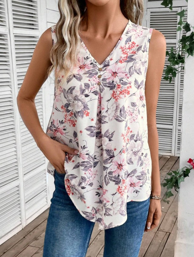 Calla Floral V-Neck Vest