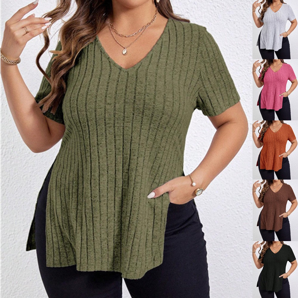 Noelle V-Neck Striped Blouse