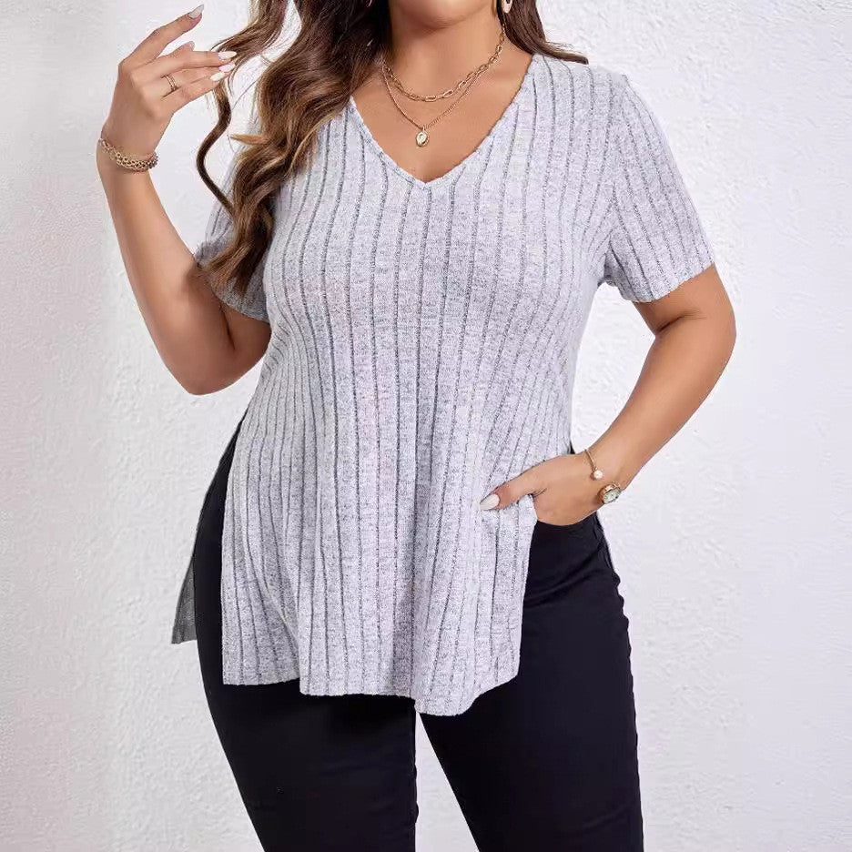 Noelle V-Neck Striped Blouse